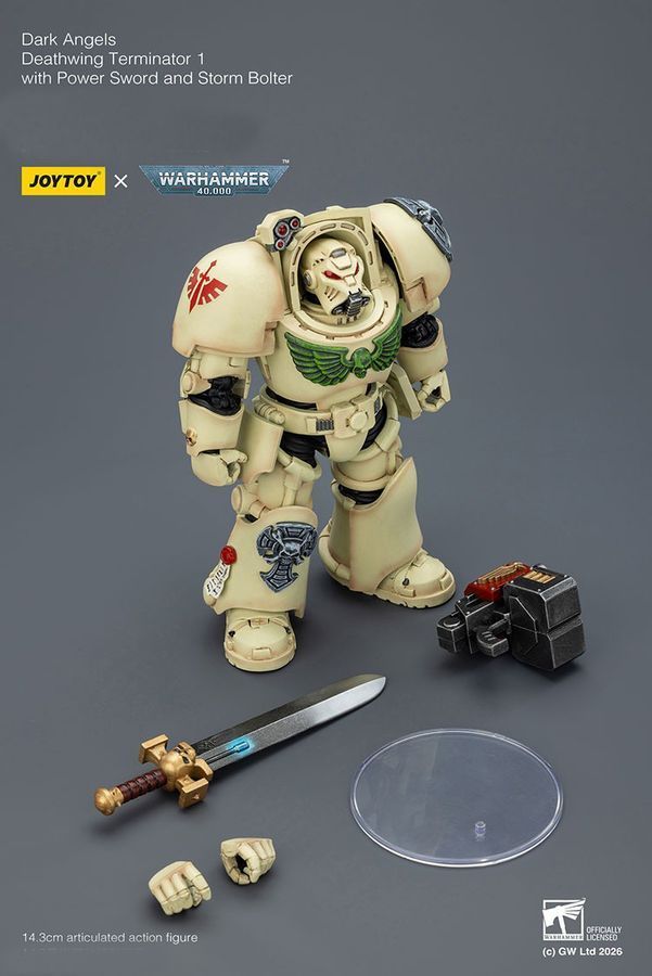 Фигурка из игры Warhammer 40k, Терминатор Темных Ангелов с силовым мечем, JOYTOY, подвижная, 14,3 см (WHR 0191)