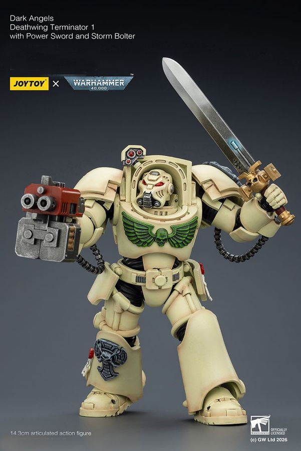 Фигурка из игры Warhammer 40k, Терминатор Темных Ангелов с силовым мечем, JOYTOY, подвижная, 14,3 см (WHR 0191)