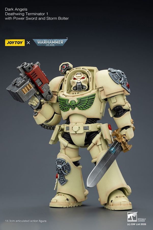 Фигурка из игры Warhammer 40k, Терминатор Темных Ангелов с силовым мечем, JOYTOY, подвижная, 14,3 см (WHR 0191)