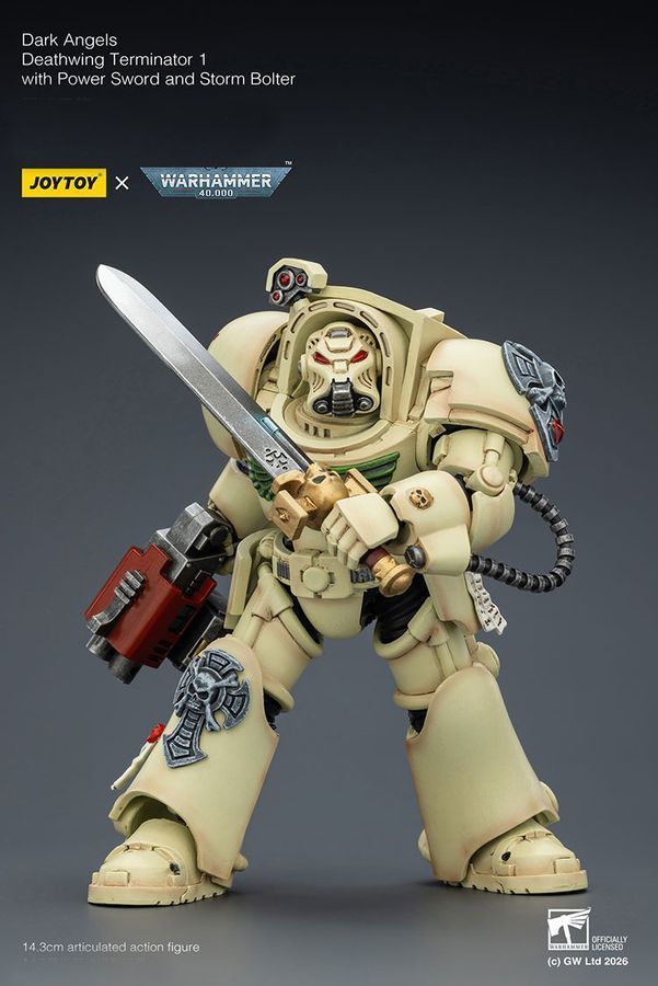 Фигурка из игры Warhammer 40k, Терминатор Темных Ангелов с силовым мечем, JOYTOY, подвижная, 14,3 см (WHR 0191)