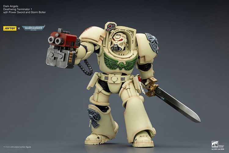 Фигурка из игры Warhammer 40k, Терминатор Темных Ангелов с силовым мечем, JOYTOY, подвижная, 14,3 см (WHR 0191)