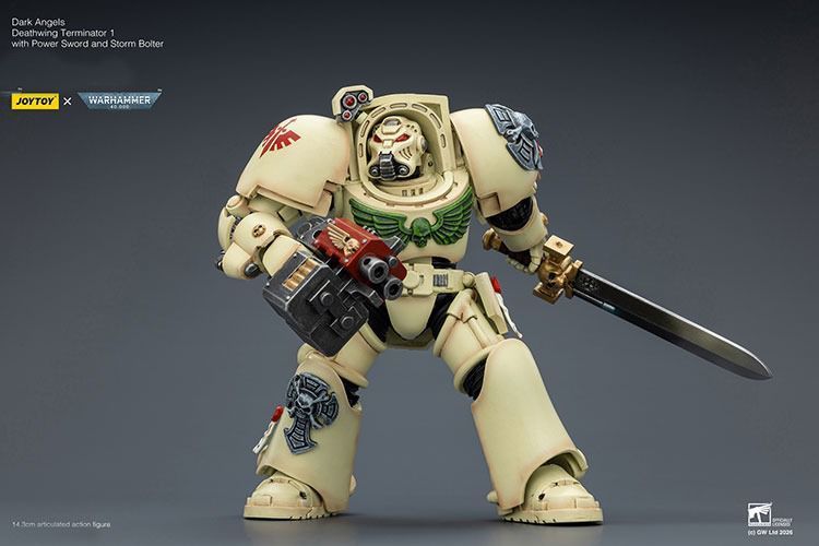 Фигурка из игры Warhammer 40k, Терминатор Темных Ангелов с силовым мечем, JOYTOY, подвижная, 14,3 см (WHR 0191)