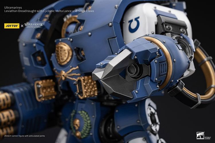 Фігурка з гри Warhammer 40k, Дредноут &laquo;Левіафан&raquo; Ультрамаринів з циклонічним мельто-списом та облоговим кігтем, JOYTOY, рухома, 28,6 см (WHR 0173)