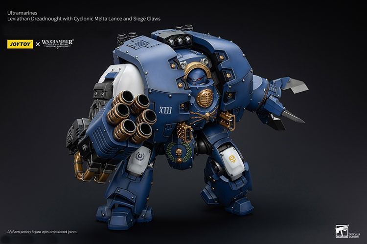 Фігурка з гри Warhammer 40k, Дредноут &laquo;Левіафан&raquo; Ультрамаринів з циклонічним мельто-списом та облоговим кігтем, JOYTOY, рухома, 28,6 см (WHR 0173)