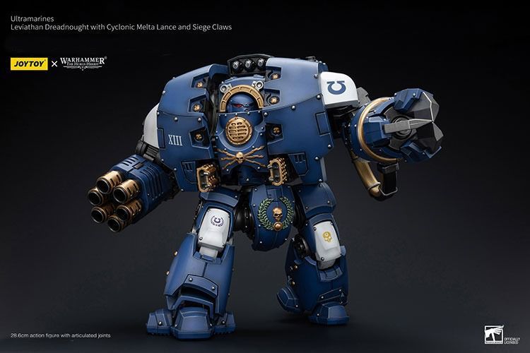 Фігурка з гри Warhammer 40k, Дредноут &laquo;Левіафан&raquo; Ультрамаринів з циклонічним мельто-списом та облоговим кігтем, JOYTOY, рухома, 28,6 см (WHR 0173)