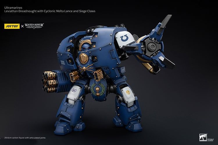 Фігурка з гри Warhammer 40k, Дредноут &laquo;Левіафан&raquo; Ультрамаринів з циклонічним мельто-списом та облоговим кігтем, JOYTOY, рухома, 28,6 см (WHR 0173)