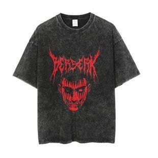 Футболка оверсайз с принтом из аниме Берсерк, универсальная, хлопок Washed Cotton, размер XXXL (FBRK 0010G-XXXL)