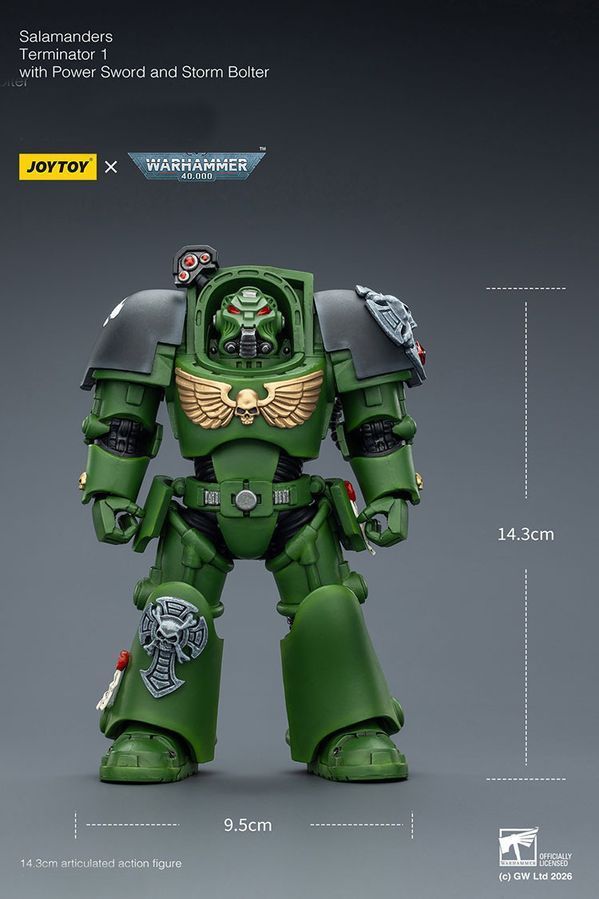 Фигурка из игры Warhammer 40k, Терминатор Саламандр с силовым мечем, JOYTOY, подвижная, 14,3 см (WHR 0193)