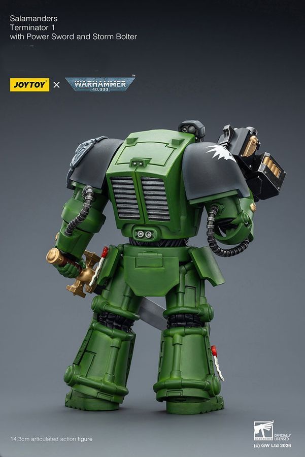 Фигурка из игры Warhammer 40k, Терминатор Саламандр с силовым мечем, JOYTOY, подвижная, 14,3 см (WHR 0193)