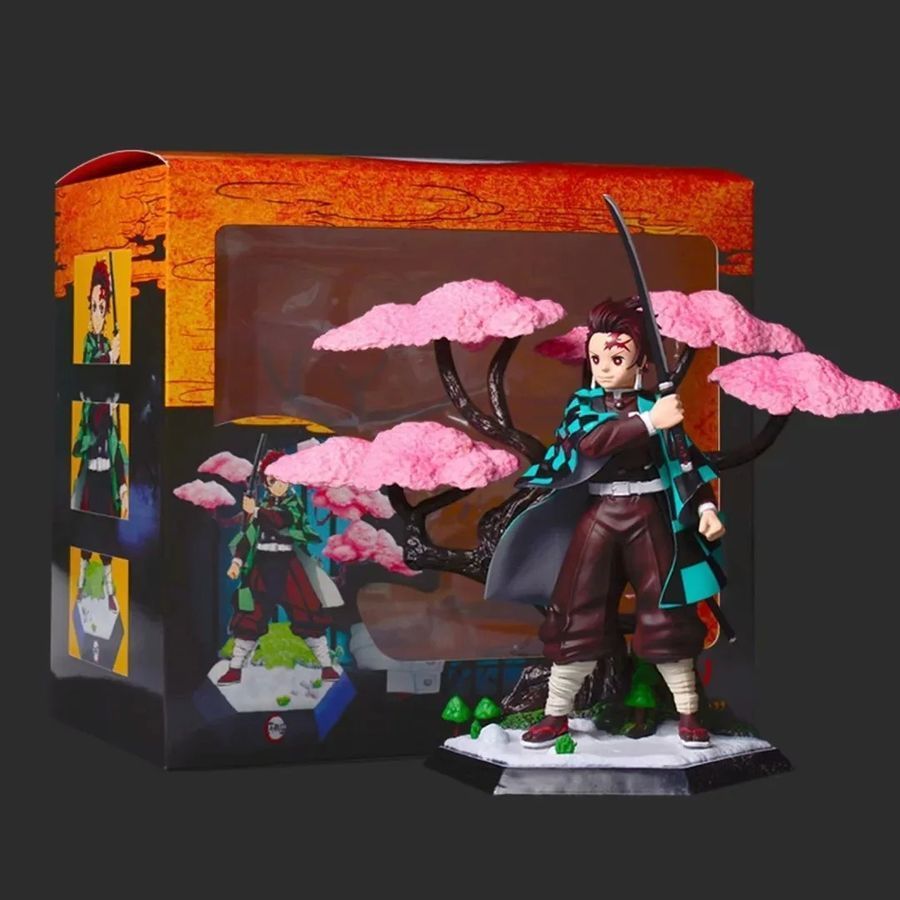 Аниме фигурка Клинок рассекающий демонов, Demon Slayer Tanjiro, Танджиро возле сакуры, 19 см (BDD 0140)
