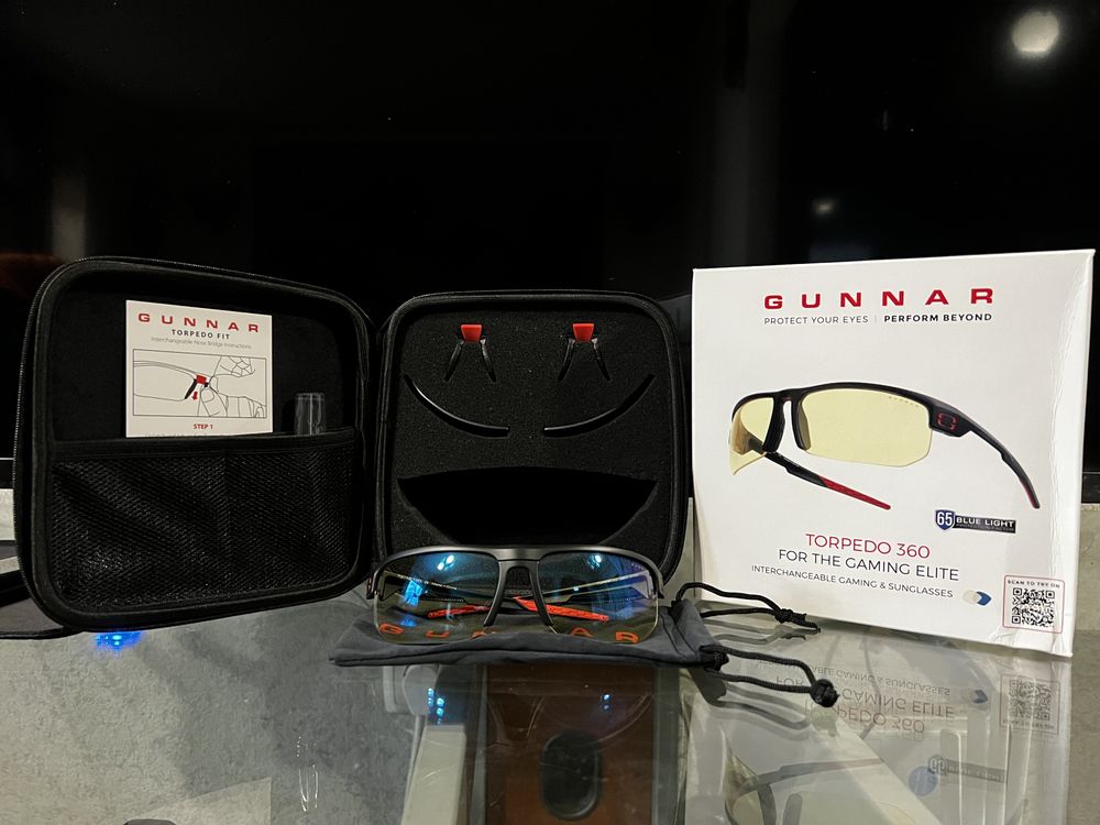 Компьютерные очки для геймеров + солнцезащитные линзы Gunnar, Torpedo 360, Onyx, Amber, White (TR3-00101)