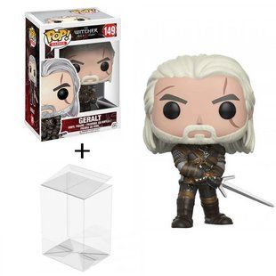 Фигурка Funko POP из игры The Witcher Ведьмак Geralt of Rivia Геральт, 10 см + защита для коробки (TW 0007)