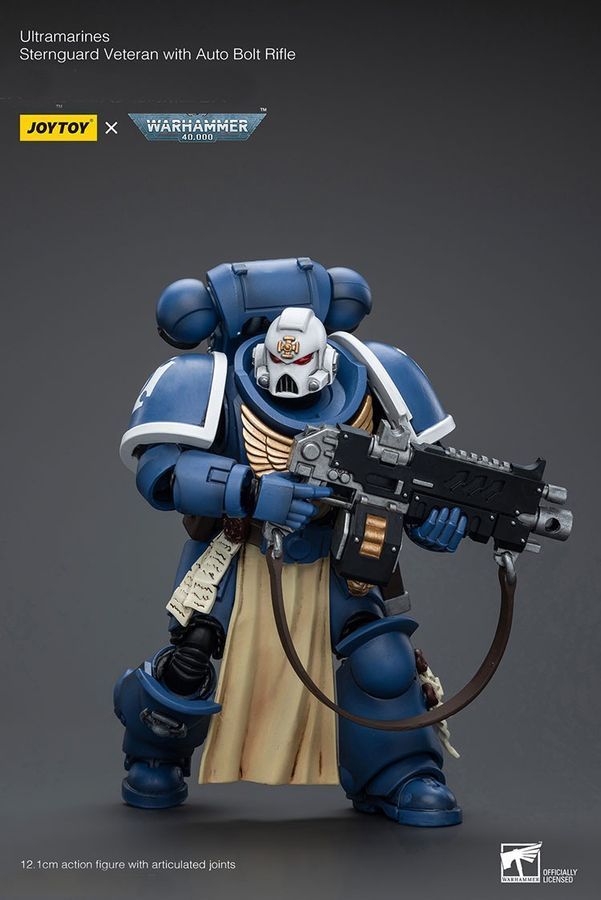 Фігурка з гри Warhammer 40k, Ветеран кормової гвардії Ультрамаринів з Автоматичною болтовою гвинтівкою, JOYTOY, рухома, 12,1 см (WHR 0175)