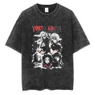 Футболка оверсайз с принтом из аниме Токийский Гуль, универсальная, хлопок Washed Cotton, размер XXXL (FTG 0006G-XXXL)