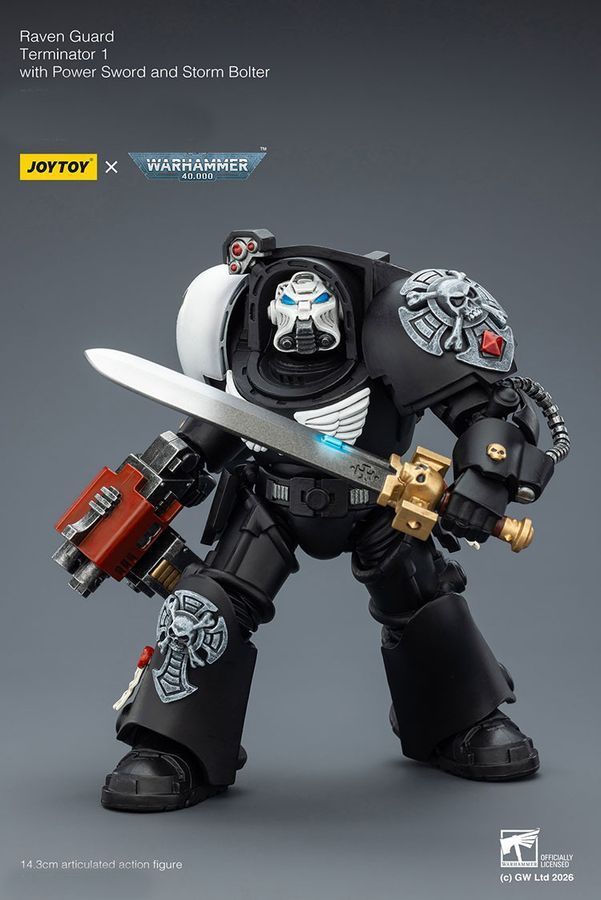 Фигурка из игры Warhammer 40k, Терминатор Гвардии Ворона с силовым мечем, JOYTOY, подвижная, 14,3 см (WHR 0195)