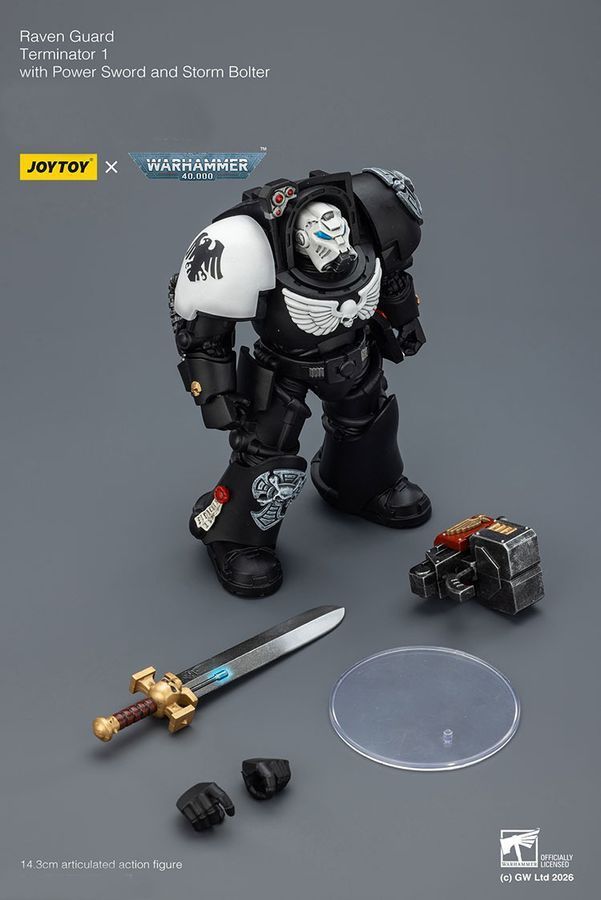 Фигурка из игры Warhammer 40k, Терминатор Гвардии Ворона с силовым мечем, JOYTOY, подвижная, 14,3 см (WHR 0195)