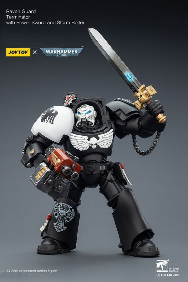 Фигурка из игры Warhammer 40k, Терминатор Гвардии Ворона с силовым мечем, JOYTOY, подвижная, 14,3 см (WHR 0195)