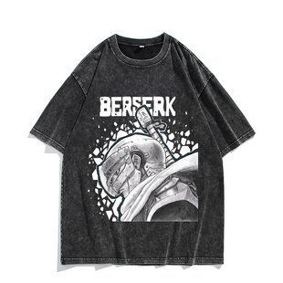 Футболка оверсайз с принтом из аниме Берсерк, универсальная, хлопок Washed Cotton, размер S (FBRK 0097G-S)