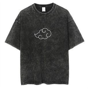 Футболка оверсайз с принтом из аниме Наруто, универсальная, хлопок Washed Cotton, размер S (FNAR 0092G-S)