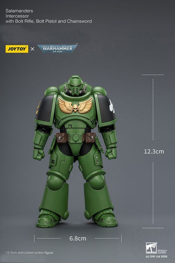 Фигурка Warhammer 40k, Заступник Саламандр с болт-винтовкой и цепным мечем, JOYTOY, подвижная, 12,3 см (WHR 0238)
