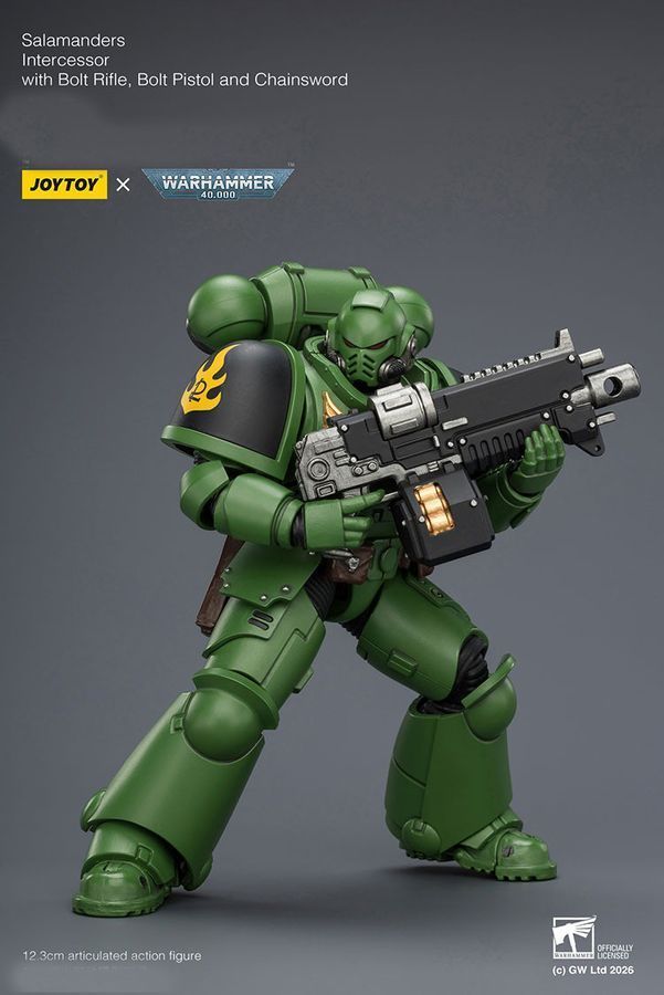 Фигурка Warhammer 40k, Заступник Саламандр с болт-винтовкой и цепным мечем, JOYTOY, подвижная, 12,3 см (WHR 0238)