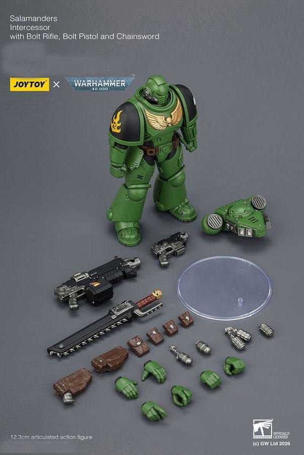 Фигурка Warhammer 40k, Заступник Саламандр с болт-винтовкой и цепным мечем, JOYTOY, подвижная, 12,3 см (WHR 0238)