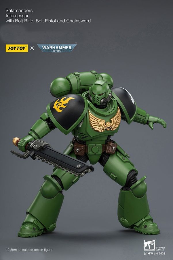 Фигурка Warhammer 40k, Заступник Саламандр с болт-винтовкой и цепным мечем, JOYTOY, подвижная, 12,3 см (WHR 0238)