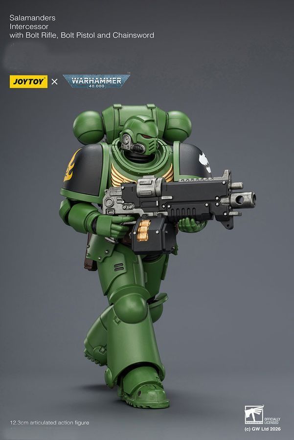 Фигурка Warhammer 40k, Заступник Саламандр с болт-винтовкой и цепным мечем, JOYTOY, подвижная, 12,3 см (WHR 0238)
