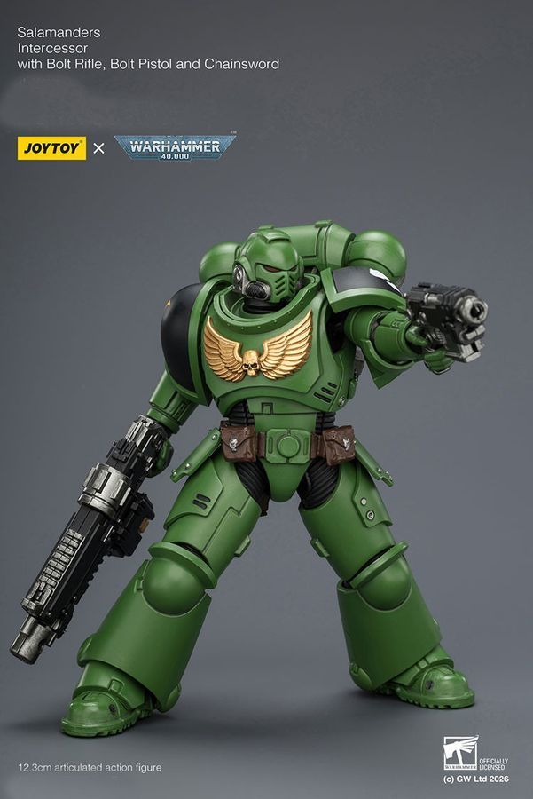 Фигурка Warhammer 40k, Заступник Саламандр с болт-винтовкой и цепным мечем, JOYTOY, подвижная, 12,3 см (WHR 0238)