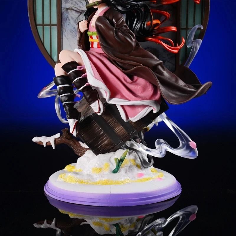 Аниме фигурка Demon Slayer Клинок рассекающий демонов Kamado Nezuko, Незуко с декорированной подставкой, 28 см (BDD 0104)
