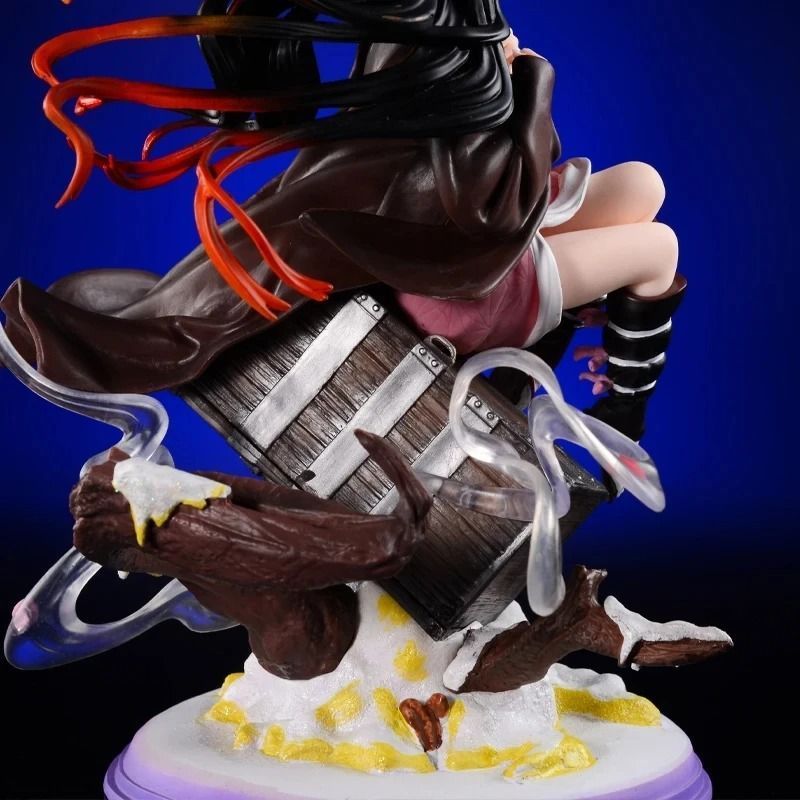 Аниме фигурка Demon Slayer Клинок рассекающий демонов Kamado Nezuko, Незуко с декорированной подставкой, 28 см (BDD 0104)