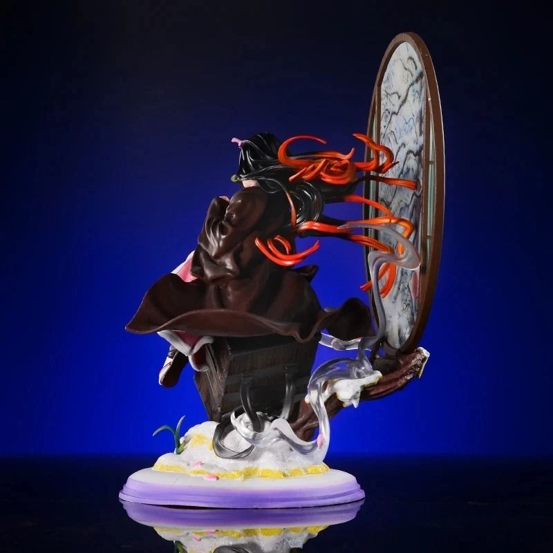 Аниме фигурка Demon Slayer Клинок рассекающий демонов Kamado Nezuko, Незуко с декорированной подставкой, 28 см (BDD 0104)