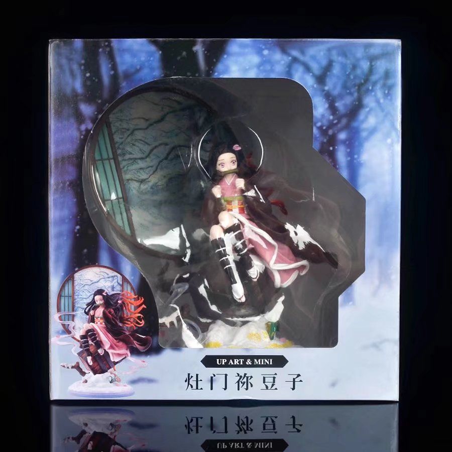 Аниме фигурка Demon Slayer Клинок рассекающий демонов Kamado Nezuko, Незуко с декорированной подставкой, 28 см (BDD 0104)