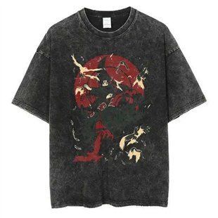 Футболка оверсайз с принтом из аниме Наруто, универсальная, хлопок Washed Cotton, размер XXXL (FNAR 0039G-XXXL)