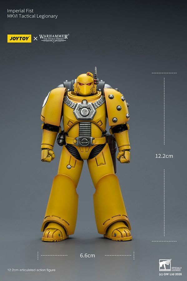 Фигурка из игры Warhammer 40k, Имперские Кулаки, Тактический легионер MKVI, JOYTOY, подвижная, 12,2 см (WHR 0178)
