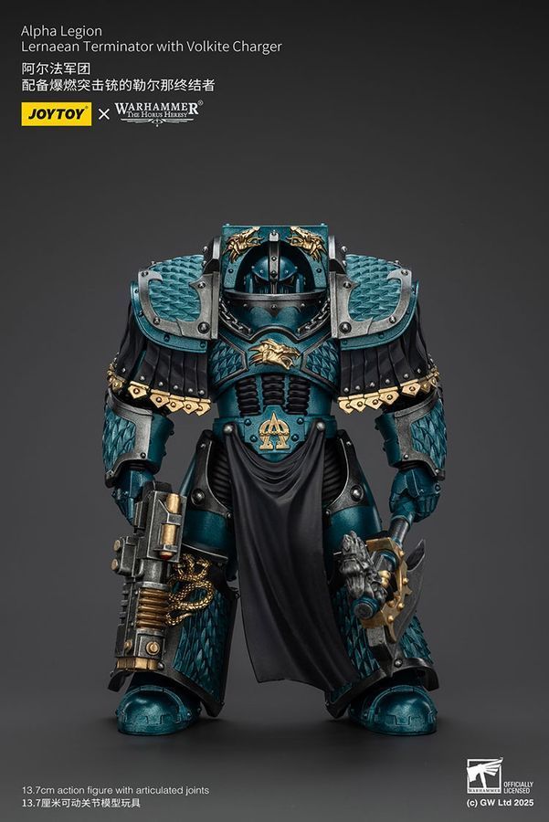 Фігурка з гри Warhammer 40k, Термінатор Лернейського Легіону Альфа з Волкітовим Зарядним Пристроєм, JOYTOY, рухома, 13,7 см (WHR 0131)