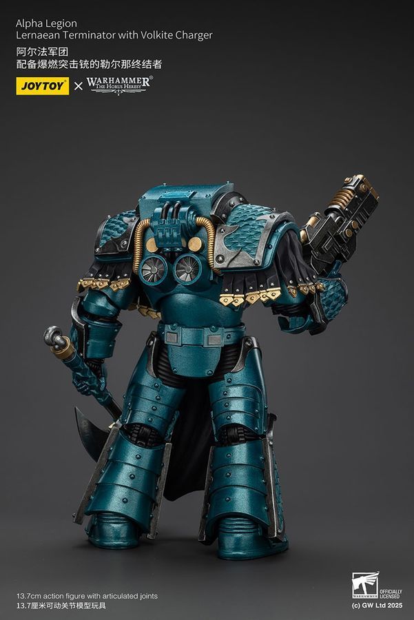 Фігурка з гри Warhammer 40k, Термінатор Лернейського Легіону Альфа з Волкітовим Зарядним Пристроєм, JOYTOY, рухома, 13,7 см (WHR 0131)