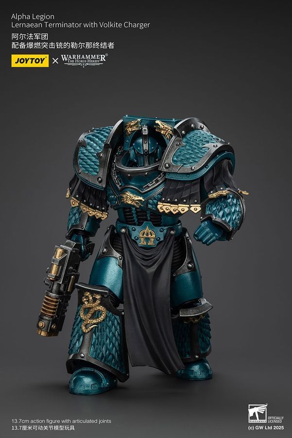 Фігурка з гри Warhammer 40k, Термінатор Лернейського Легіону Альфа з Волкітовим Зарядним Пристроєм, JOYTOY, рухома, 13,7 см (WHR 0131)