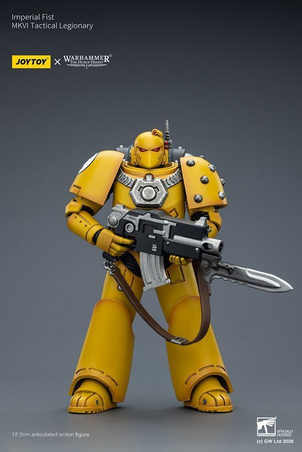 Фигурка из игры Warhammer 40k, Имперские Кулаки, Тактический легионер MKVI, JOYTOY, подвижная, 12,2 см (WHR 0178)