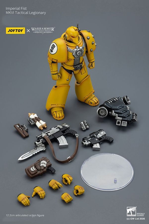 Фигурка из игры Warhammer 40k, Имперские Кулаки, Тактический легионер MKVI, JOYTOY, подвижная, 12,2 см (WHR 0178)