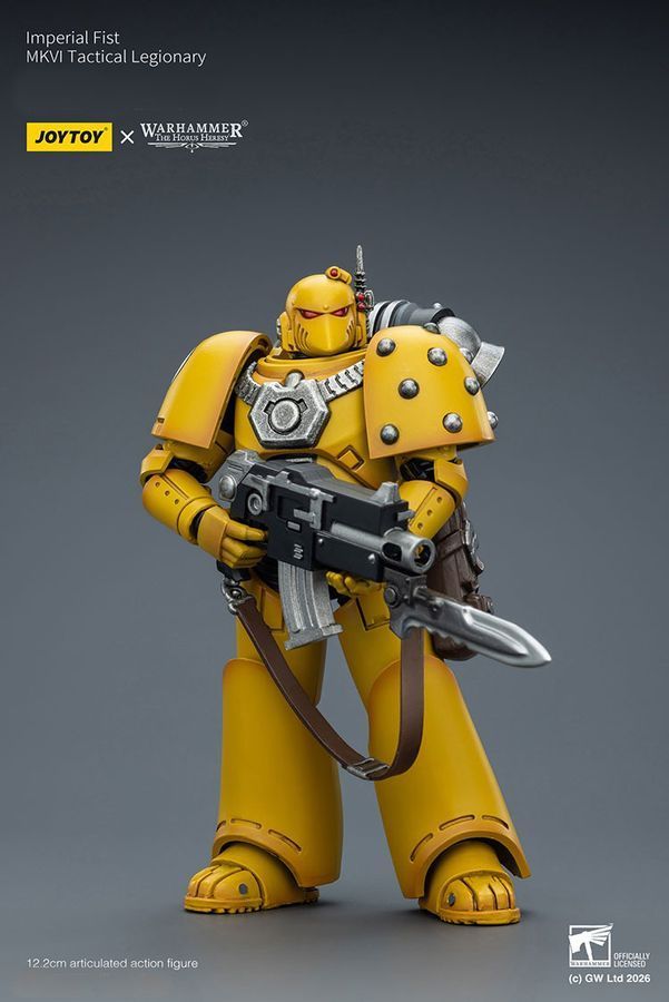 Фигурка из игры Warhammer 40k, Имперские Кулаки, Тактический легионер MKVI, JOYTOY, подвижная, 12,2 см (WHR 0178)
