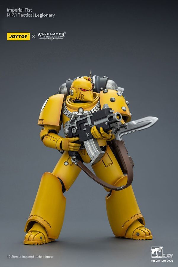 Фигурка из игры Warhammer 40k, Имперские Кулаки, Тактический легионер MKVI, JOYTOY, подвижная, 12,2 см (WHR 0178)