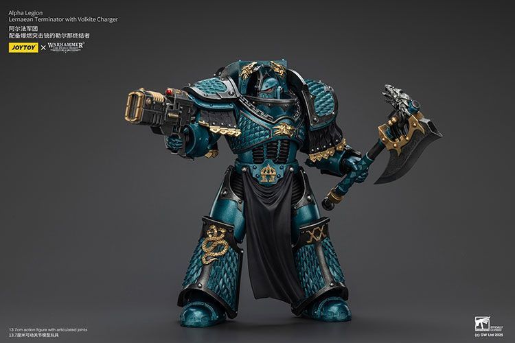 Фігурка з гри Warhammer 40k, Термінатор Лернейського Легіону Альфа з Волкітовим Зарядним Пристроєм, JOYTOY, рухома, 13,7 см (WHR 0131)