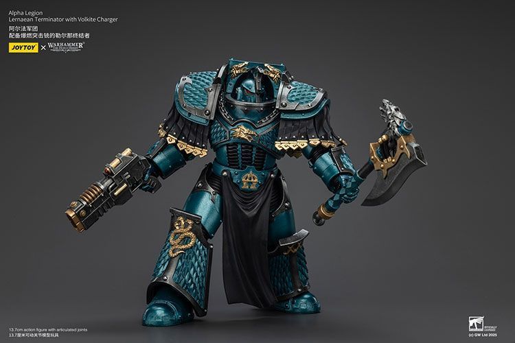 Фігурка з гри Warhammer 40k, Термінатор Лернейського Легіону Альфа з Волкітовим Зарядним Пристроєм, JOYTOY, рухома, 13,7 см (WHR 0131)