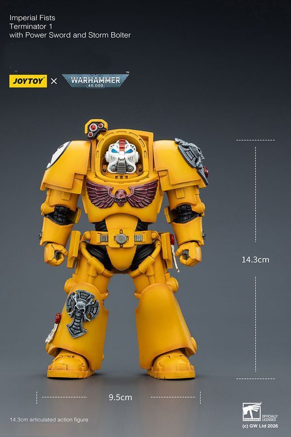Фигурка из игры Warhammer 40k, Имперские Кулаки, Терминатор с Силовым мечем, JOYTOY, подвижная, 14,3 см (WHR 0179)