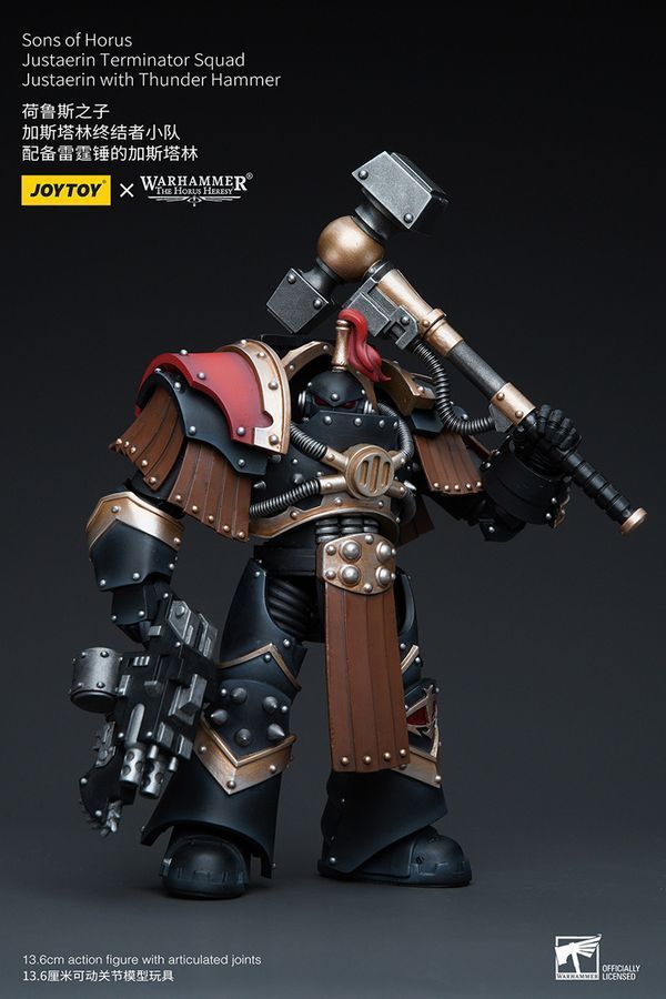 Фігурка з гри Warhammer 40k, Сини Хоруса Юстаерін з Громовим Молотом, JOYTOY, рухома, 13,6 см (WHR 0093)