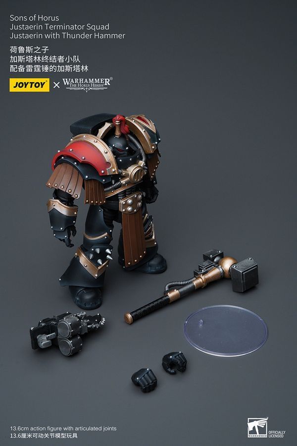 Фігурка з гри Warhammer 40k, Сини Хоруса Юстаерін з Громовим Молотом, JOYTOY, рухома, 13,6 см (WHR 0093)