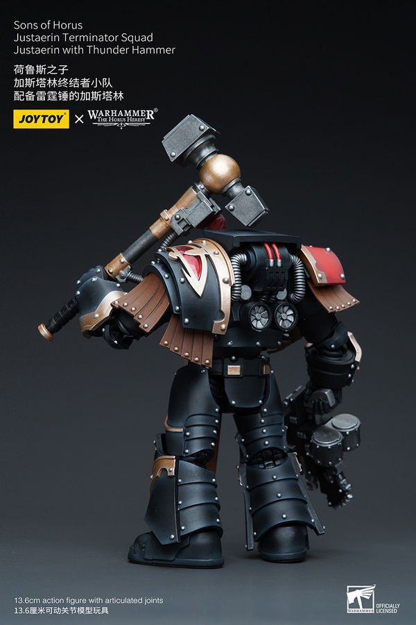 Фігурка з гри Warhammer 40k, Сини Хоруса Юстаерін з Громовим Молотом, JOYTOY, рухома, 13,6 см (WHR 0093)