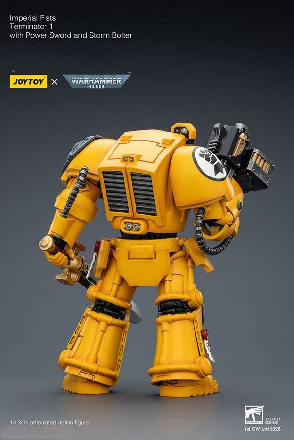 Фигурка из игры Warhammer 40k, Имперские Кулаки, Терминатор с Силовым мечем, JOYTOY, подвижная, 14,3 см (WHR 0179)