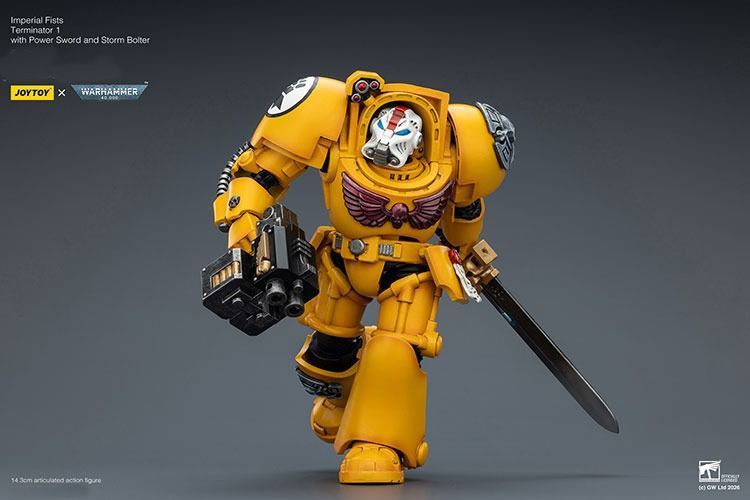 Фигурка из игры Warhammer 40k, Имперские Кулаки, Терминатор с Силовым мечем, JOYTOY, подвижная, 14,3 см (WHR 0179)
